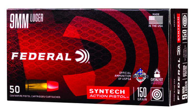 FEDERAL 9MM LUGER 150GR SYNTECH ACTION PISTOL TSJ FLAT NOSE 50 RD/BX 10 BX/CS FEDEAE9SJAP1
