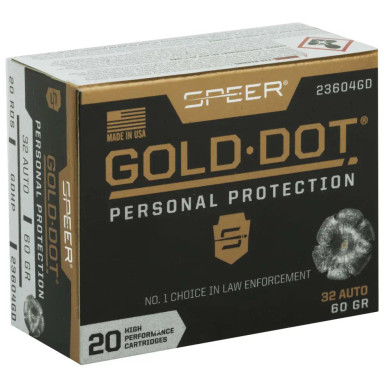 SPEER 32 AUTO 60 GR GDHP AMMO 20 RD/BX 10 BX/CS SPEE23604GD