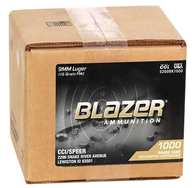 CCI BLAZER BRASS 9MM 115G FMJ 1000RD CASE CCI5200BK1000