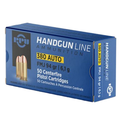 PPU 380 AUTO 94GR FMJ 50RD BOX 20 BOXES PER CASE PPUPPH380AF