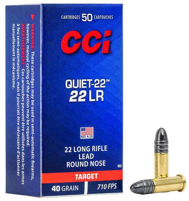 CCI 22 LR 40GR LRN "QUIET 22" 50 RD/BX 100 BX/CS CCI0960