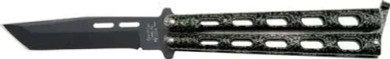 BEAR & SONS 5" SLVR BTTRFLY 1095 PWDR CT TANTO BLADE BEAR115TAN