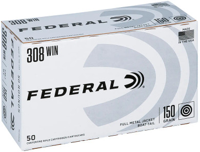 FEDERAL 308 WIN 150GR FMJ-BT 50RD/BX 5BX/CS FEDEAE308DB