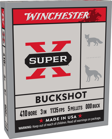 WINCHESTER 410GA 3" 000 BCKSHT 3PLT 5RD BX 250RD CASE WINCXB413