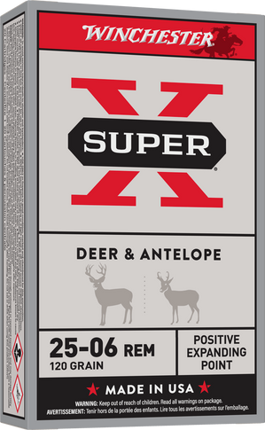 WINCHESTER 25-06 REM SUPER-X POSITIVE EXPANDING POINT 120 GR 20 RD/BX 10 BX/CS WINCX25062
