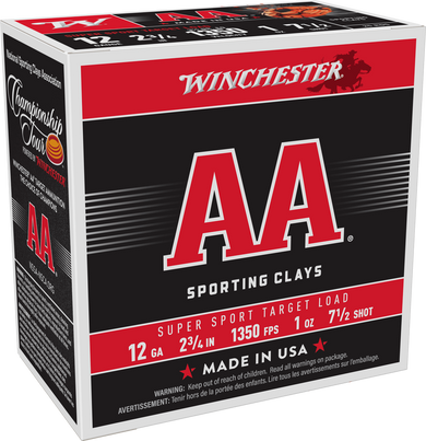 WINCHESTER AA SPRT CLB 12GA 2-3/" 10Z #7.5 25RD BX 250RD CASE WINCAASCL127