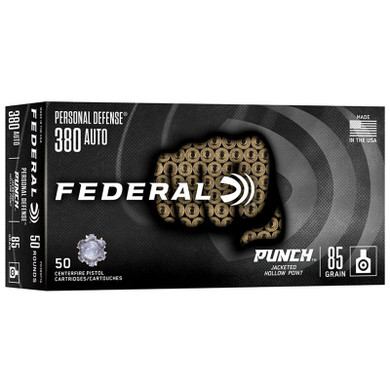 FEDERAL 380 AUTO 85GR PUNCH JHP 50RD/BX 10BX/CS FEDEPD380P1G