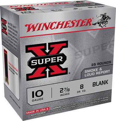 WINCHESTER 10 GA 2-7/8" SUPER-X BLANK – SMOKE & NOISE 25 RD/BX 10 BX/CS WINCXBP10W