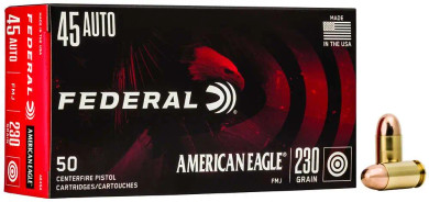 FEDERAL 45 AUTO 230GR FMJ 50 RD/BX 20 BX/CS FEDEAE45A