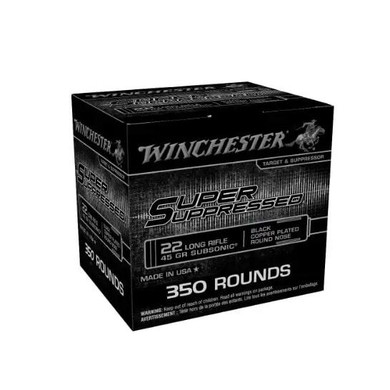 Winchester Super Suppressed Subsonic Rimfire Ammunition .22 LR 45gr CPRN 1090 fps 350/ct WNSUP22LRB2