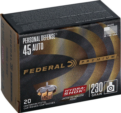 FEDERAL PREMIUM 45 ACP 230GRHYDRA-SHOK JHP 20RD 25BX/CS AP45HS1