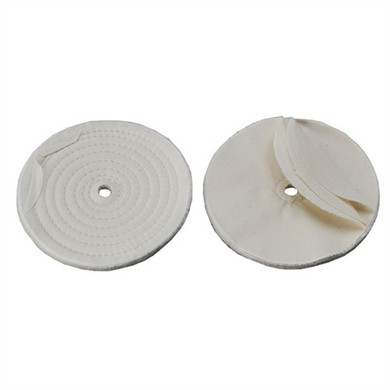 MUSLIN POLISH WHEEL, STITCHED, 6'' X 3/8'' THICK, 1/2'' ARBOR 032638500