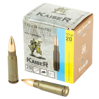 Century Arms AM8313 Kaiser Rifle Ammunition 7.62x39 123gr FMJ 20/ct YCAM8313