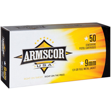 ARMSCOR AMMO 9MM 124GR FMJ 50/20 AUA FAC94