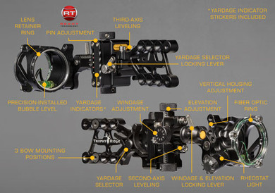 TROPHY RIDGE BOW SIGHT REACTALPHA 1-PIN .019 RH BLACK AATS2011R19