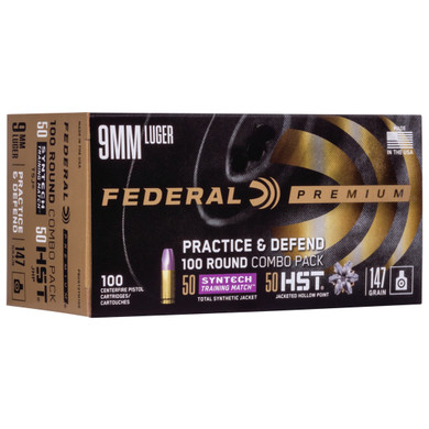 FED PRACTICE & DEFEND 9MM 147GR HST JHP 100/5 FED P9HST2TM100