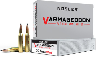NOSLER VARMAGEDDON 243 WIN</br>55GR FBT 20RD 10BX/CS A65165