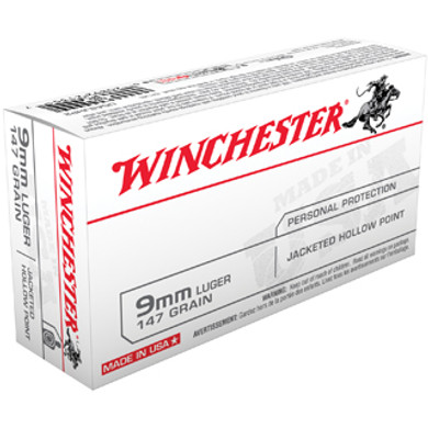 WIN DEFENSE 9MM 147GR JHP 50/10 WIN USA9JHP2