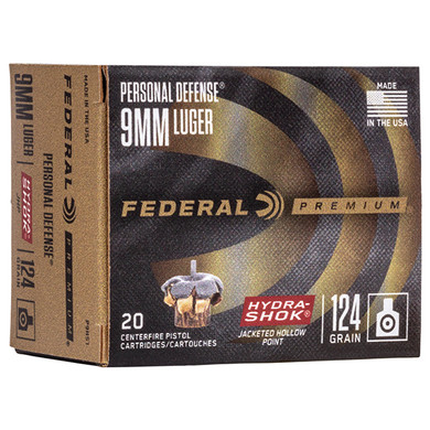 FED PREMIUM 9MM 124GR HP HYDRA-SHOK 20/25 FED P9HS1