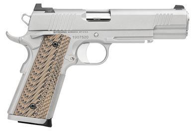 Dan Wesson 01815 Specialist  10mm Auto Caliber with 5" Barrel, 8+1 Capacity, Overall Stainless Steel Finish, Picatinny Rail & Beavertail Frame, Serrated Bead Blasted Slide & Black/Brown G10 Grip 119295