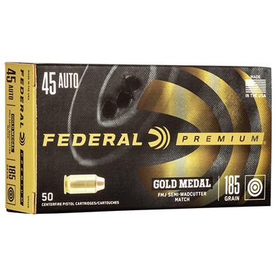 FED GOLD MEDAL 45ACP 185GR FMJ SEMI WC 50/20 FED GM45B
