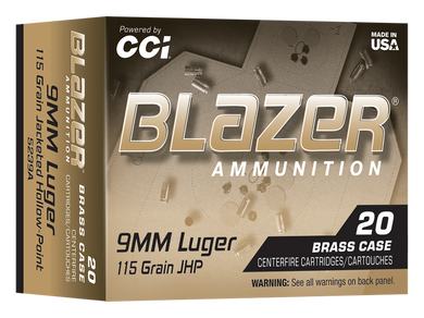 CCI 5239A    9MM  115GR BLAZER BRASS JHP 20RD 187447
