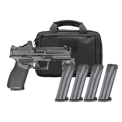 Springfield Gear Pac Echelon 4.5F Comp Handgun 9mm Luger 17rd(3)& 20rd(1) Magazines 4.5" Barrel U-Notch Sights Green Dot & Bag FKEC9459BCOMPPAC