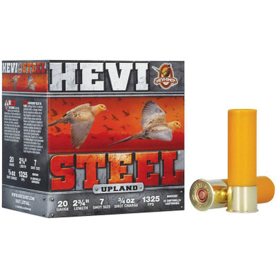 HEVI-Shot HEVI-Steel Shotshells 20ga 2-3/4" 1oz 1325 fps #7 25/ct HVHS62027