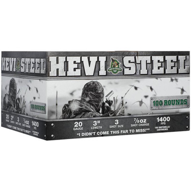 HEVI-Shot HEVI-Steel Shotshells 20 ga 3" 7/8 oz 1400 fps #3 100/ct HVHS62103