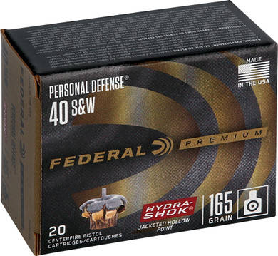 FEDERAL PREMIUM 40 SW 165GR</br>HYDRA-SHOK JHP 20RD 25BX/CS AP40HS3