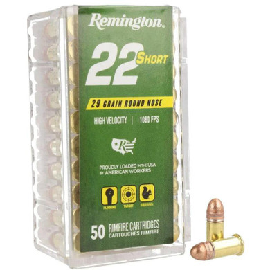 Remington 22 Short Rimfire Ammunition .22 Short 29gr CPRN 1080 fps 50/ct RTR21002