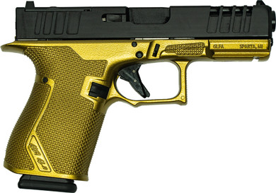 GLFA 19 STRIKER 9MM 4" 15 SHOTBLACK SLIDE GALAXY GOLD FRAME GL19GGLD