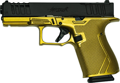 GLFA 19 STRIKER 9MM 4" 15 SHOTBLACK SLIDE GALAXY GOLD FRAME GL19GGLD