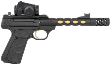 Browning 051582490 Buck Mark Vision SR 22 LR 10+1 5.90" Black Anodized/Gold Cerakote Ported Threaded Barrel, Matte Black Serrated Slide & Aluminum Frame,  Vortex Crossfire Red Dot 147999