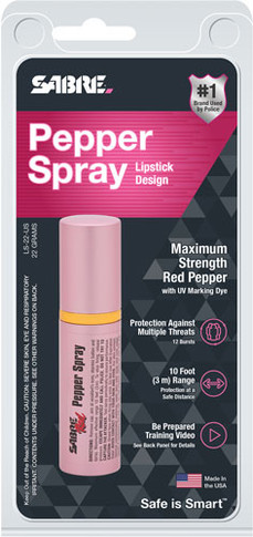 SABRE RED PEPPER SPRAY LIPSTICK UNIT PINK 22GR LS22