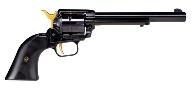 Heritage Mfg RR22B6GLD Rough Rider  22 LR 6 Shot 6.50" Black Oxide Barrel, Cylinder & Frame, Black Laminate Wood Grips Features Gold Accents 144438