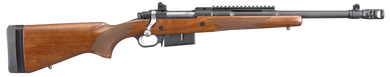 Ruger 6837 Scout  450 Bushmaster 4+1 16.10" Barrel With Hybrid Muzzle Brake, Matte Black Alloy Steel, American Walnut  Stock, Optics Ready 35364