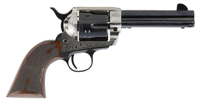 Cimarron PP410LSFW Frontier Pre-War 1896-1940 45 Colt (LC) 6 Shot, 4.75" Blued Steel Barrel, Blued Cylinder, Old Silver Engraved Steel Frame, Checkered Walnut Grip, Exposed Hammer 103021