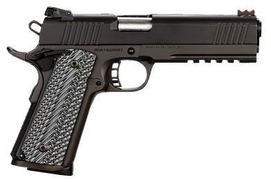 Rock Island 51485 Tac Ultra FS 45 ACP Caliber with 5" Barrel, 8+1 Capacity, Overall Black Parkerized Finish Steel, Picatinny Rail/Beavertail Frame, Serrated Slide & Black & Gray G10 Grip 35211