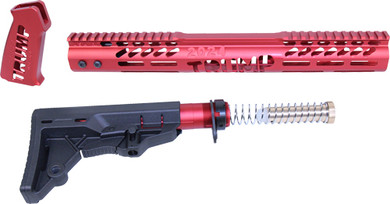GUNTEC AR15 TRUMP SERIESFURNITURE SET ANODIZED RED< TRUMPSETMILRED
