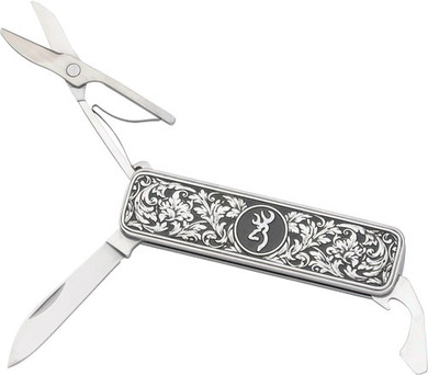 BROWNING KNIFE MORGAN FOLDERMULTI FUNCTION SCROLL ENGRAVED 3220559