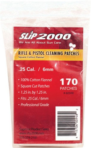 SLIP 2000 CLEANING PATCHES1.25" SQUARE 25CAL/6MM 170-BAG 60948