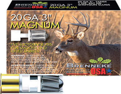 BRENNEKE USA CLASSIC MAGNUM20GA 3" 1OZ SLUG 5RD 50BX/CS A2115611