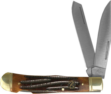 ABKT ROPER DOUBLE ACTION LOCK</br>BACK TRAPPER 3.25" COFFEE HNDL RP0004CBB