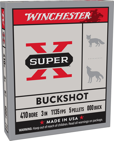 WINCHESTER SUPER-X 410 3" 000BUCK 5 PELLET 5RD 50BX/CS AXB413