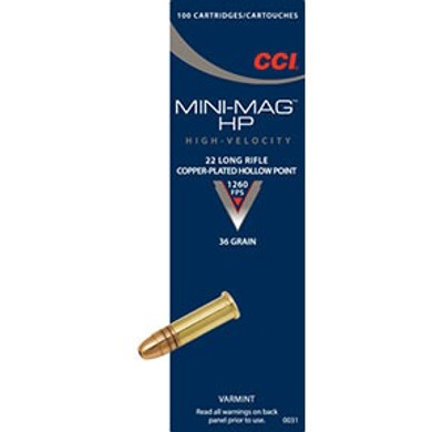 22 LONG RIFLE 36GR COPPER PLATED HOLLOW POINT 100/BOX 105200105