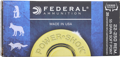 FEDERAL POWER-SHOK 22-250 REM55GR SP 20RD 10BX/CS A22250A