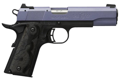 Browning 051893490 1911 Black Label Full Size Frame 22 LR 10+1, 4.25" Matte Stainless Steel Barrel, Crushed Orchid Cerakote Serrated Slide, Matte Black Polymer Frame w/Beavertail 153082
