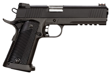 Rock Island 51567 Tac Ultra FSHC 45 ACP Caliber with 5" Barrel, 14+1 Capacity, Overall Black Parkerized Finish Steel, Picatinny Rail/Beavertail Frame, Serrated Slide & Black/Gray G10 Grip 35220