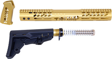 GUNTEC AR15 TRUMP SERIESFURNITURE SET ANODIZED GOLD TRUMPSETMILGOLD